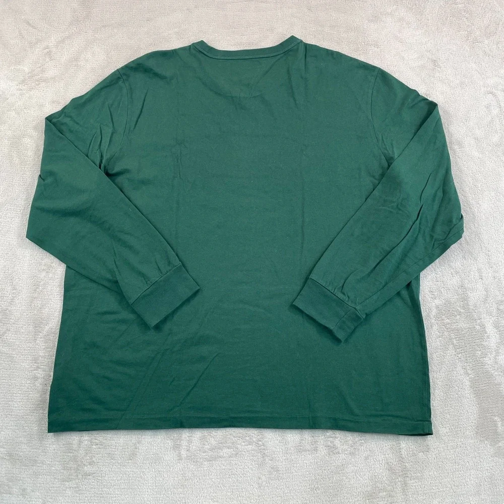 Polo Ralph Lauren Crew Neck T Shirt Men 2XL‎ Green Long Sleeve Blue Pony Preppy